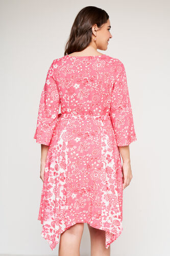 Pink Floral Flared Dress, Pink, image 6
